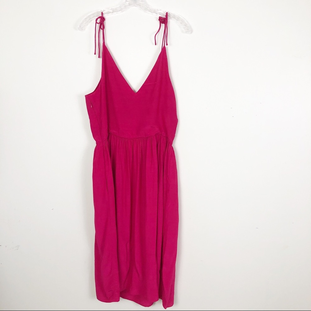 & Other Stories Fuchsia V-Neck Dress